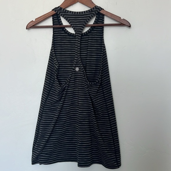 Athleta High Neck Heather Stripe Chi Tank Black/Bright White Size‎ Small - Picture 6 of 6